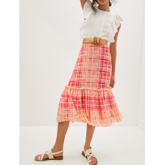 🎀NWT🎀 Eva Franco Kym Flounced Midi Skirt - Picture 3 of 5